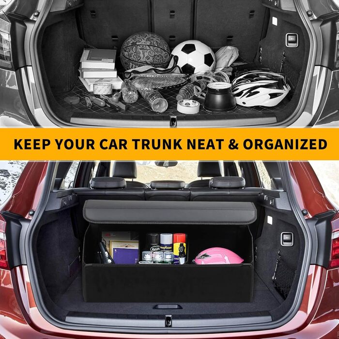 Органайзер для багажника зі шкіри, міцний, складаний, з регульованими відділеннями, надзвичайно великий об'єм (довжина 74.9 см x ширина 31 см x висота 29.2 см), 151