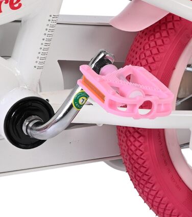 Дитячий велосипед Volare білий з сидінням-єдинорогом та рожевими ручками Ножне та ручне гальмо З додатковими колесами Комфорт та безпека Вік 35 років Легкий у збиранні Ідея для подарунка