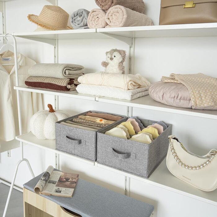 Органайзер для штанів GRANNY SAYS для гардеробу, 2 шухляди-органайзери, органайзер для гардеробу для футболок, світло-сірі коробки-органайзери для джинсів для гардеробу, складні коробки для зберігання одягу, 2 шт., світло-сірий