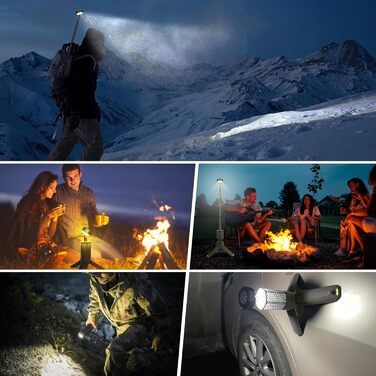 Телескопічний кемпінговий ліхтар, акумуляторний кемпінговий ліхтар ємністю 10500 мАг із сумкою для зберігання, портативний водонепроникний кемпінговий ліхтар із магнітним кріпленням (чорний)