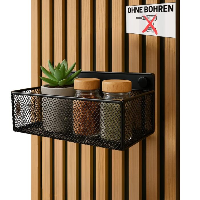 Набір аксесуарів дизайнерського виробника, полиці та настінні контейнери для настінних органайзерів та акустичні панелі для саморобних настінних полиць для офісу, кухні тощо (великий металевий дротяний кошик для настінних органайзерів без свердління) Мета