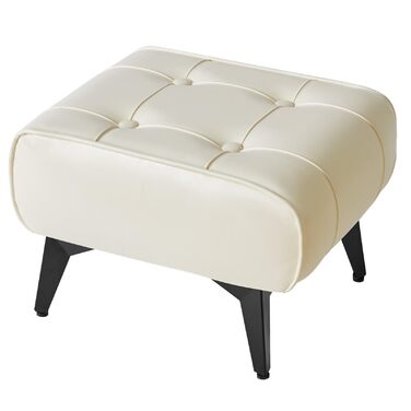 Невеликий шкіряний пуф для ніг, сучасний м&39який табурет, диванний пуф для крісла, вітальня, квадратна технічна тканина, вінтажний пуф, 403026 см, білий, HBD037W