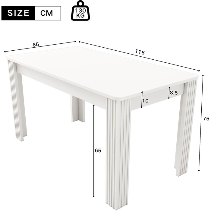 Дерев&39яний обідній стіл Merax, прямокутний обідній стіл, сучасний кухонний стіл для вітальні та їдальні, 116Д x 65Ш x 75В см, білий