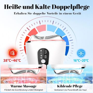 Електричний масажер для обличчя з холодним теплом Robofun Gua Sha з 3 вібраціями та РК-екраном, червоний, синій, фіолетовий, масажер для обличчя проти зморшок проти старіння