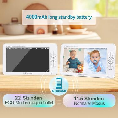 З 2 камерами 7-дюймовий 1080P розділений екран Відеоняня з вбудованим ширококутним об&39єктивом, інфрачервоним нічним баченням, дв