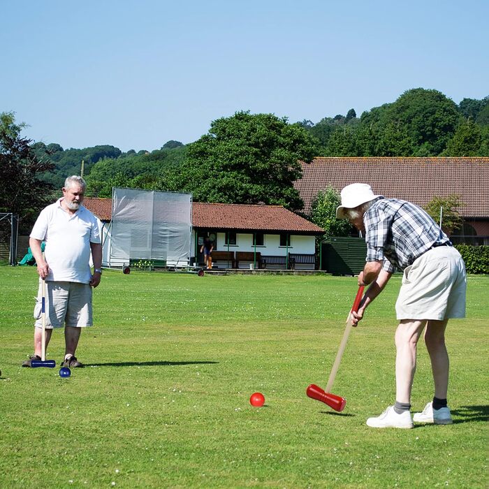 Екологічний набір для крокету без запаху, садовий набір для гри в крокет для 4 гравців, дерев&39яна гра в крокет на свіжому повітрі, підходить для всіх типів людей та будь-яких типів місць.