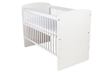 Дитяче ліжечко K2 Біле 12060 см Дерев&39яне дитяче ліжко з 3-позиційною регульованою висотою рейковою основою та 3 знімними перекладинами Ліжечко з сосни та МДФ Матрац не входить до комплекту, Біле