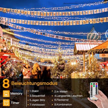 Казкові вогні на відкритому повітрі 80M 800LED, потужність казкових вогнів 8 режимів з таймером дистанційного керування, казкові в