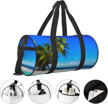 Біла Тигриця Містка дорожня сумка для подорожей, легка та довговічна, ідеальний подарунок для походів, відпустки, ділових поїздок та іншого. Дизайн пальми та чисте море, універсальний розмір.