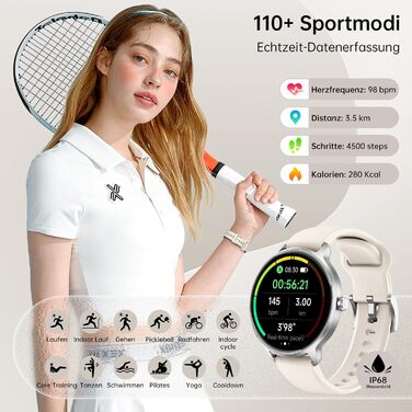 Розумний годинник для чоловіків та жінок, круглий, 1,27-дюймовий AMOLED-розумний годинник з функцією телефону, фітнес-годинник з монітором серцевого ритму, монітором SpO2, монітором сну, крокоміром, 120 спортивних режимів, водонепроникний IP68, сумісний з