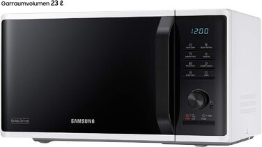 Мікрохвильова піч Samsung MS2AK3515AW/EG, 800 Вт, робоче місце 23 л, ширина 48,9 см, швидке розморожування, 29 автоматичних програм, біла одинарна
