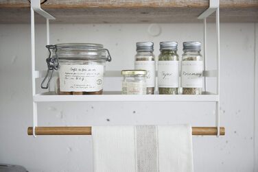 Підставка для спецій під полицю, біла, сталь/дерево, мінімалістична, 32,5 x 12,5 x 24,5 см, 3498 TOSCA