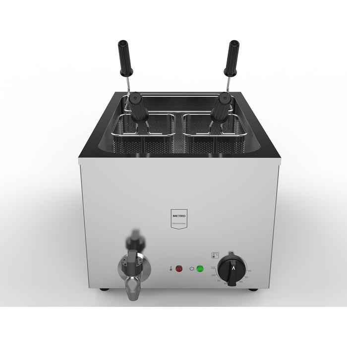Професійна електрична паста-плита METRO, нержавіюча сталь, 25 л, 3200 Вт, 3 кошики, срібло