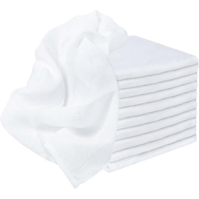 Упаковка з 10 муслінових серветок муслінові пелюшки тканинні пелюшки 100 бавовна преміум-якість Колір білий приблизно 70x70 см