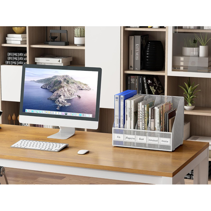 Металевий офісний органайзер EasyPAG A4 з 5 кишенями, тримач для документів, лоток для файлів, тримач для журналів, лоток для листів, органайзер для паперових журналів, білий