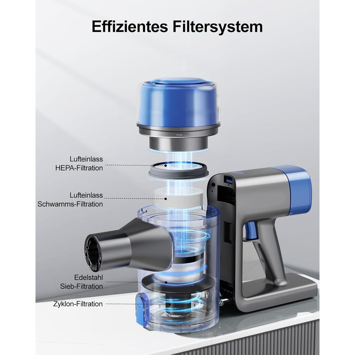 Акумуляторний пилосос 450 Вт/38000 па з настінною зарядною станцією та автоматичним режимом і світлодіодним сенсорним екраном, аку
