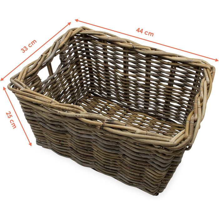 Прямокутний кошик для зберігання з ротанга, колір &quotшеббі сірий&quot - 44 x 33 см - Плетений кошик з полицями з верби та ручками - Дерев&39яний кошик, вербовий кошик, ротанговий кошик, дерев&39яний декоративний кошик, полиця для ванної кімнати, органай