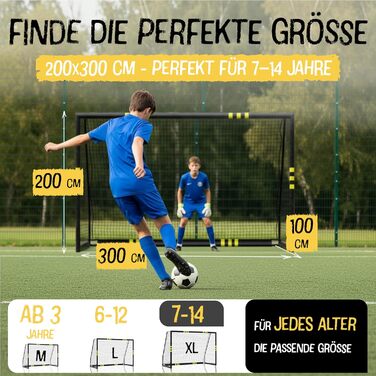 Дитячі футбольні ворота FRIEDO 120x180, 160x240, 200x300 см Сертифіковано CE Стійкі до іржі та атмосферних впливів для саду Футбольні ворота зі стійкою підставкою Преміальні футбольні ворота з стійкою до розривів сіткою Ворота для вулиці XL - 200x300 см