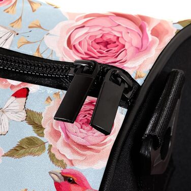 Спортивна сумка, маленька дорожня сумка, сумка для фітнесу та шопінгу (йога, тренування), з дизайном червоні троянди, птахи, метелики, сумка для активного відпочинку, ручна поклажа