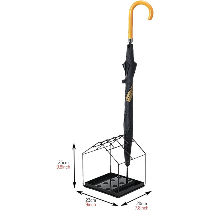 Креативно розроблена підставка для парасольок у сучасному стилі, окремо стояча підставка для парасольок з посиленою основою та знімною мискою для води для приміщення/їдальні/передпокою чорний 23x20x25см