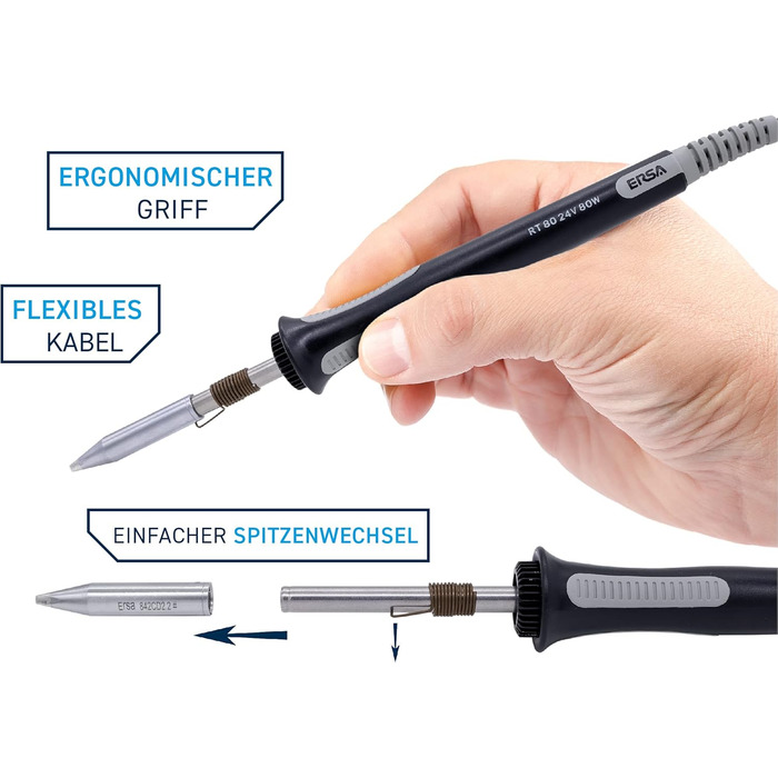 Цифрова паяльна станція потужністю 80 Вт з регульованою температурою 150 - 450 C, включаючи паяльний наконечник 2,2 мм долотоподіб