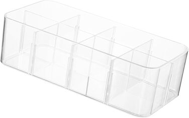 Органайзер для білизни, коробка для зберігання шкарпеток, 8 відділень, прозорий пластик, штабелюваний контейнер для дому, спальні, шафи, організації, матеріал PS, 270 x 130 x