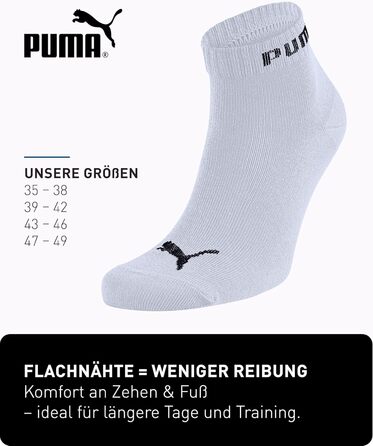 Шкарпетки PUMA Quarter Socks, упаковка з 18 пар, Statement Edition - жіночі та чоловічі розміри 43-46, чорні, білі, сірі