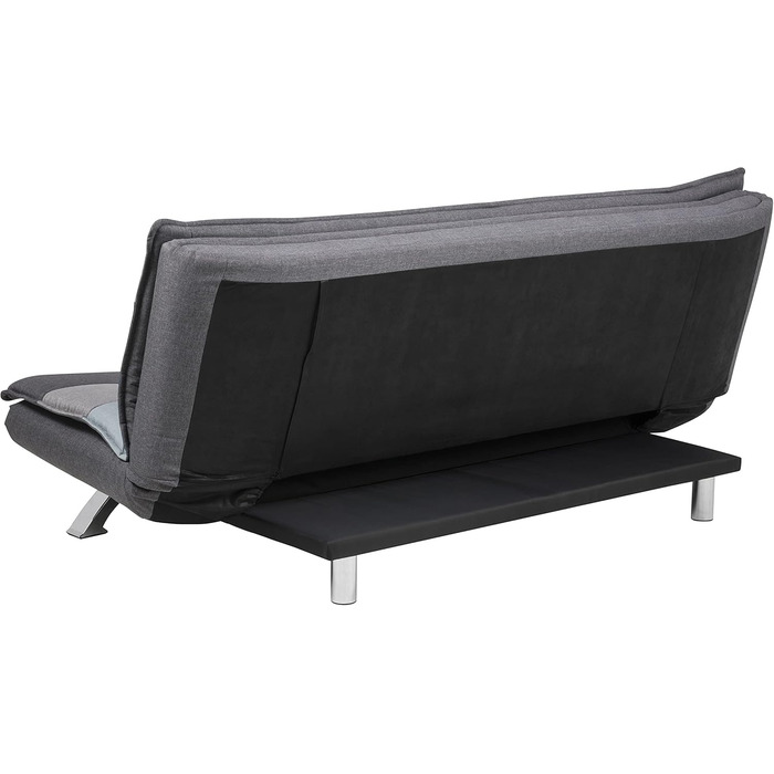 Диван-ліжко AC Design Furniture Jasper, синьо-сірий колір печворк, розкладний диван з 3 положеннями відкидання, сучасний 3-місний без підлокітників, оббитий хромованими ніжками, Д 196 x В 91 x Г 98 см, сірий/синій