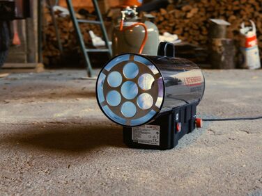 Промисловий газовий обігрівач/нагрівальна гармата Rothenberger з п&39єзоелементом, шлангом, регулятором, захистом від розриву шланга RoTurbo 35000SA 1000C Регульований Включає Bluetooth-динамік, час роботи до 30 годин RoTurbo 35000 з регульованою функцією