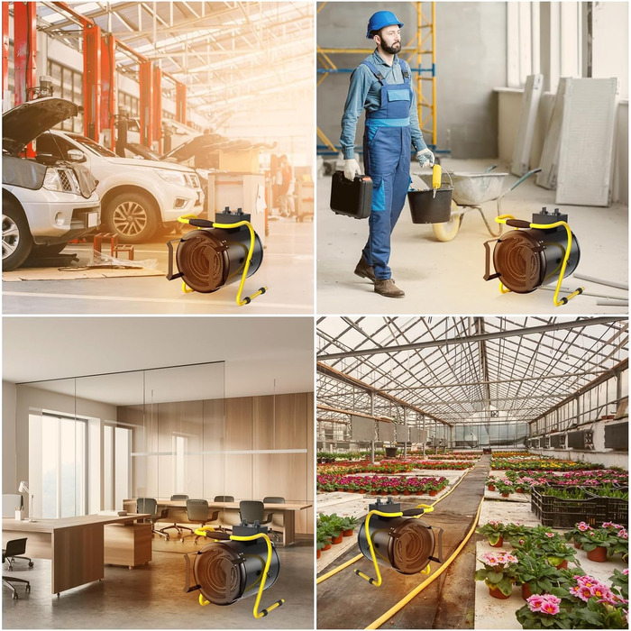 Промисловий обігрівач з вентилятором потужністю 5000 Вт для великих приміщень з термостатом та 3 режимами нагріву, будівельний обігрівач, сушарка для будівель, вентилятор з портативною ручкою для гаража, будівельного майданчика