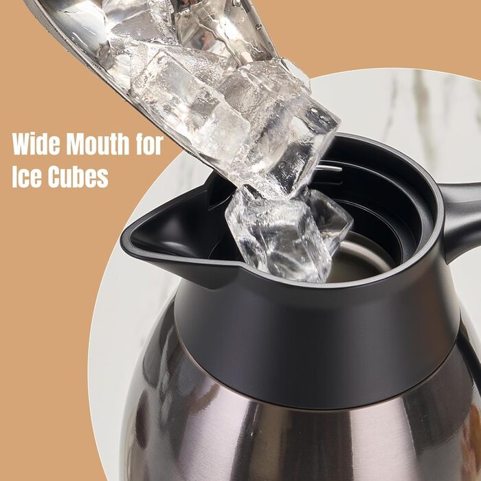 Термос-кавник ParaCity з нержавіючої сталі об&39ємом 2 л, подвійні стінки, вакуумна ізоляція, для кави та чаю, для дому та офісу (чорний)