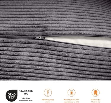 Подушка для спини Sleepling Corduroy-Look, клиноподібна подушка для ліжка та дивана, поперекова подушка, трикутна подушка для читання, пляжна подушка, подушка зі знімним чохлом, який можна прати, бічна кишеня, ширина 70 см, темно-сірий вельвет темно-сірий