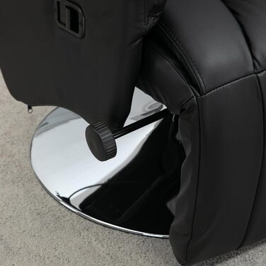 Крісло для телевізора HOMCOM з функцією відкидання, обертове крісло для телевізора з регульованою спинкою, м&39яке крісло-реклайнер, витримує вагу до 150 кг, штучна шкіра, для вітальні, чорний колір