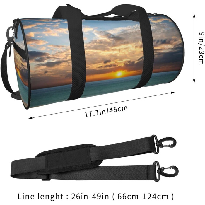 Спортивна сумка для подорожей, пляжна сумка з принтом Захід сонця, сумка на нічліг, чорна, універсальний розмір