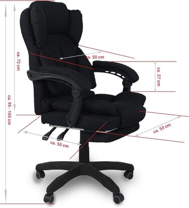 Офісне крісло, ергономічне стільце для столу, крісло керівника з тканини з м&39якими підлокітниками та підголівником, регульоване по висоті крісло, що обертається на 360, крісло, що обертається з тканини, колір чорний