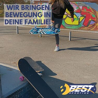 Скейтборд A7 Street - найкращий спортивний скейтборд для дітей та початківців, ABEC 7 підшипники, нековзка 7-шарова кленова дека, вантажопідйомність 100 кг, класний дизайн Street Blue