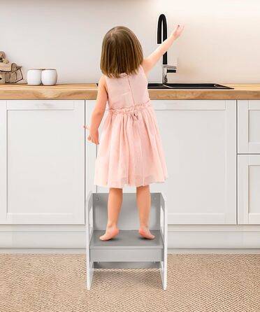 Комплект столу та стільців Yorbay для дітей, Дитячий стіл з 1 стільцем, Дитячий комплект сидіння 3 в 1 - Двосторонній стілець та дитяча лавка, що трансформується в робочу станцію, Дитячі меблі (Сірий, M) Сірий середній