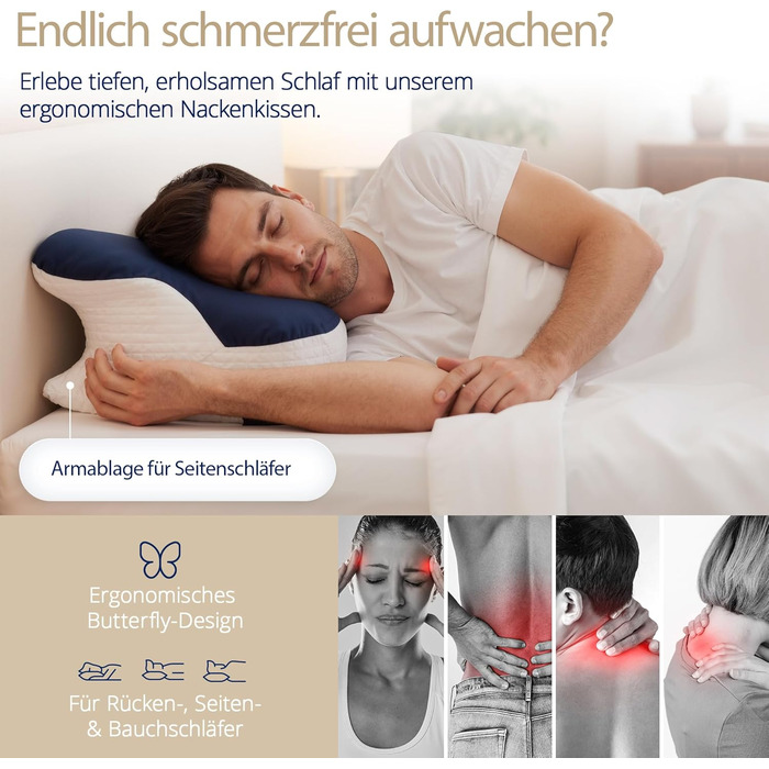 Подушка для шиї Home Vibez з піни з ефектом пам&39яті, полегшує біль у шиї та плечах, ергономічний дизайн, ортопедична подушка для шиї з охолоджувальним чохлом для всіх положень сну, включаючи дорожню сумку