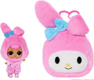 Двостороння плюшева іграшка-сюрприз. М'яка фігурка Sanrio з міні-лялькою L.O.L., 5 сюрпризів та брелок, від 4 років, 41 см