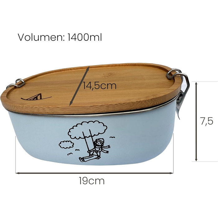 Ланчбокс Ringwald Edelstahl Rosa 1400 мл для дитячого садка та школи, великий, з роздільниками та бамбуковою кришкою, без BPA та пластику, рожевий