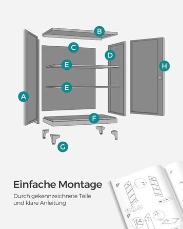 Шафа для документів, Багатоцільова шафа, Офічна шафа з 2 дверима, Шафа, що замикається, Сталева шафа для зберігання, Для кабінету, Вітальня, Матовий чорний OMC013B01 80W см Матовий чорний