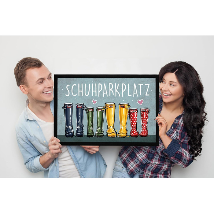 Килимок MoonWorks для паркування взуття, кумедні гумові чоботи, вітальний стіл для всієї родини, нековзний та миється, чорний, 60x40 см, паркування взуття, чорний