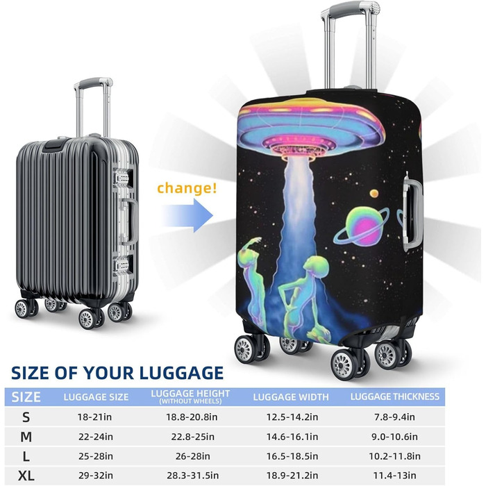 Чохол для валізи Raumschiff, міцний захист, підходить для багажу розміром 45,7 - 81,3 см, малий, Чорний