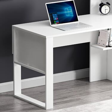 Письмовий стіл Homidea Tody - Комп&39ютерний та письмовий стіл - Робочий простір - Місце для зберігання з дверцятами та полицями в сучасному дизайні для домашнього офісу або дитячої кімнати (Tody - білий)