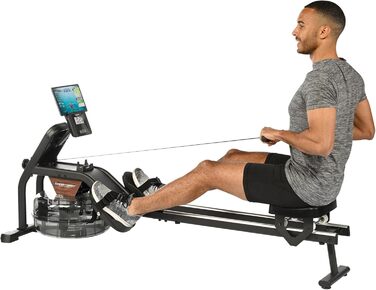 Гребний тренажер Christopeit для домашнього використання водний гребний тренажер WP 2000 або Garda алюмінієва рейка Bluetooth до 120 кг Garda, включаючи захисний килимок для підлоги