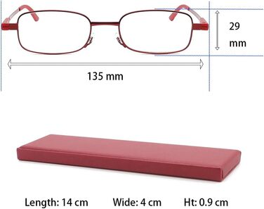 Окуляри для читання IEYELUUK портативні тонкі з футляром (2 упаковки), кишенькові окуляри для читання Anti Blue Light 1 чорний 1 червоний 2.5 x