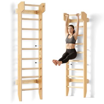 Дерев&39яні шведські стінки COSYLAND з турніком, стінка для скелелазіння для дітей та дорослих, гімнастична стінка для дитячих кімнат та фітнесу, кріплення до дверної рами, колір натурального дерева