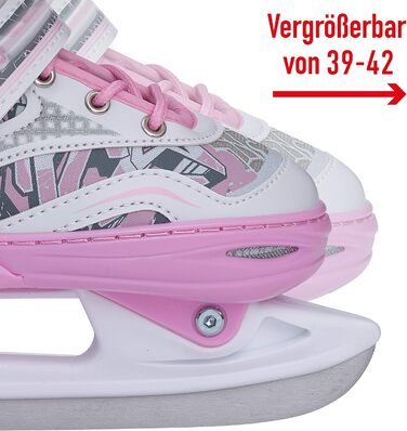 Ковзани Apollo Ice Skates X Pro Регульовані ковзани для жінок, дітей та підлітків Стильні жіночі ковзани, 3 розміри (від 31 до 42) Дитячі ковзани L 39-42 Білі/Рожеві