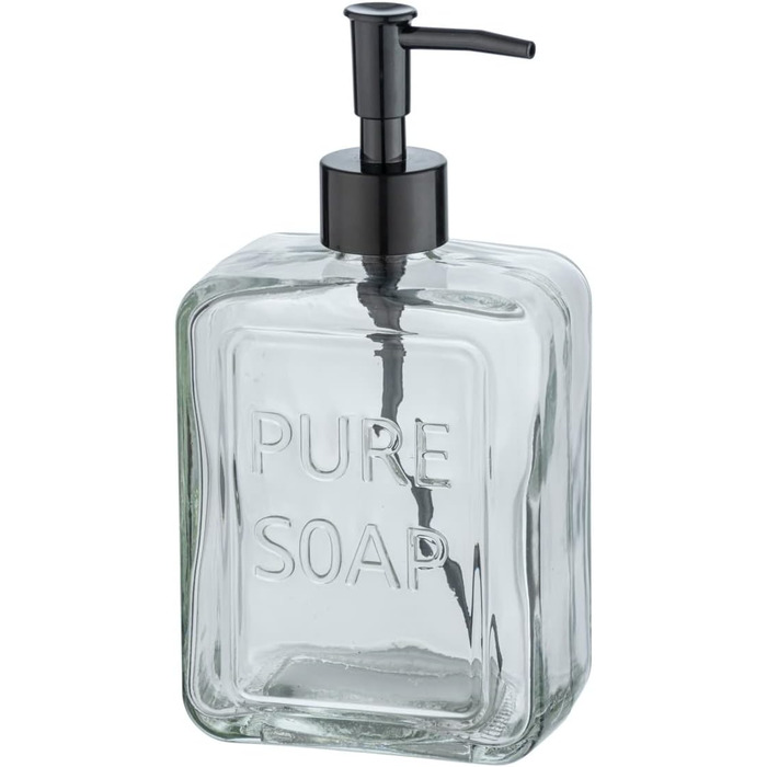 Дозатор для мила WENKO Pure Soap, багаторазовий дозатор для рідкого мила з високоякісного скла, великий дезінфікуючий дозатор для