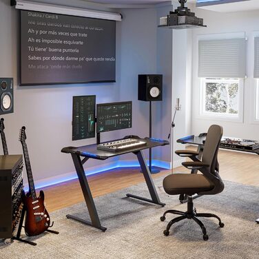 Ігровий стіл EUREKA ERGONOMIC 114 64 см зі світлодіодним підсвічуванням, ігровий стіл для ПК з вуглецевим волокном, гачком для навушників, тримачем для напоїв для офісу, секретаря